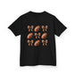 Kids Football & Bows T‑Shirt — Cute Gridiron Pattern for Girls, Youth Game Day Tee