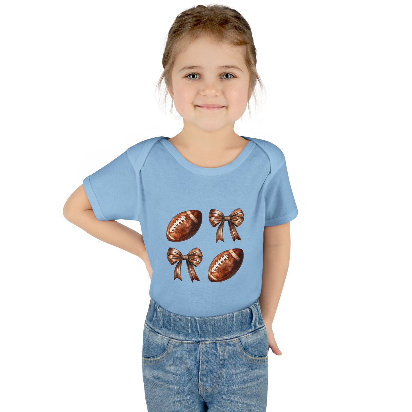 Baby Bodysuit — Football & Bow Pattern Infant Onesie (Cute Game Day Outfit)