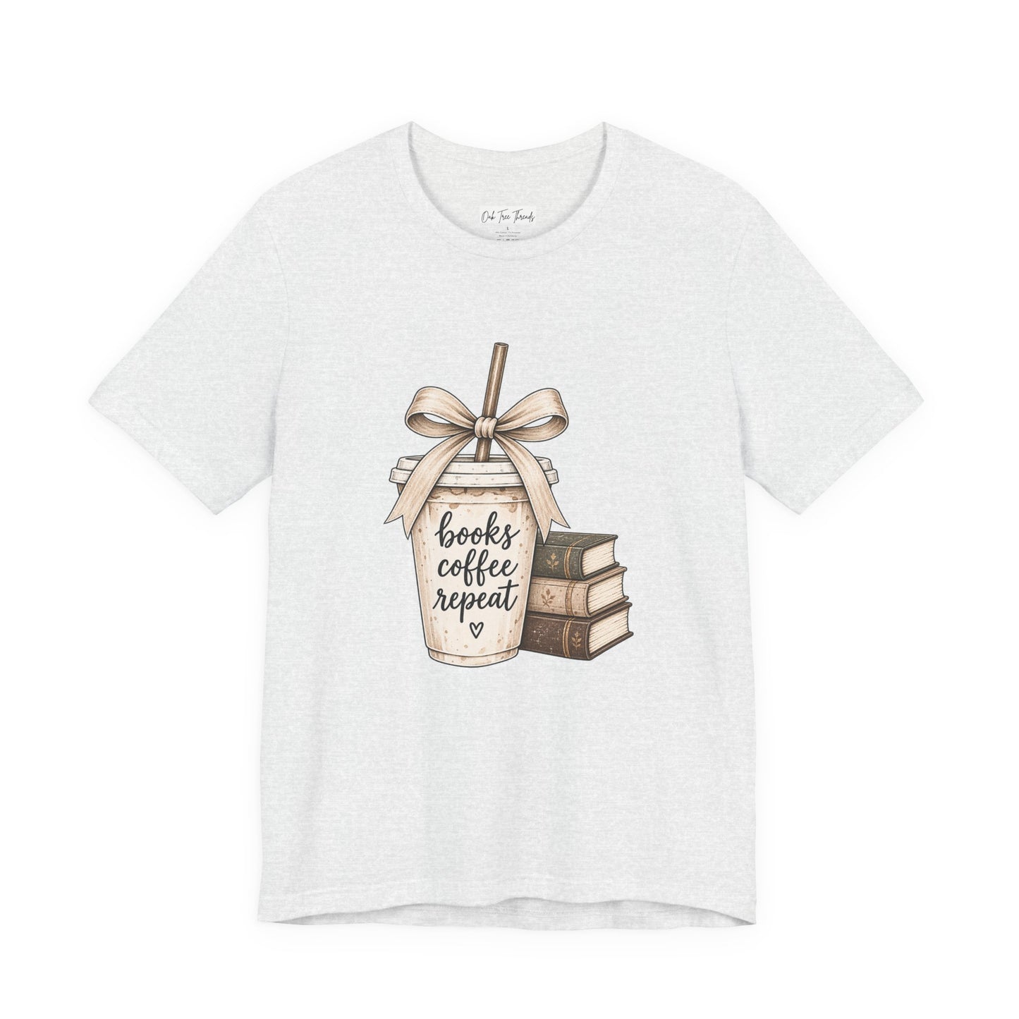 Books Coffee Repeat T‑Shirt — Cute Booklover Coffee Graphic Tee