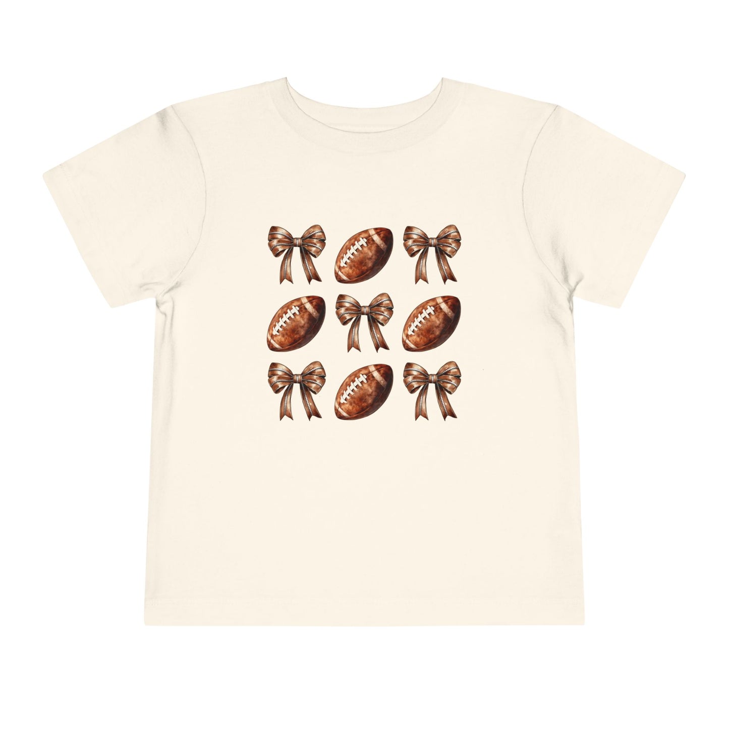 Toddler Tee — Footballs & Bows Pattern (BELLA +CANVAS)
