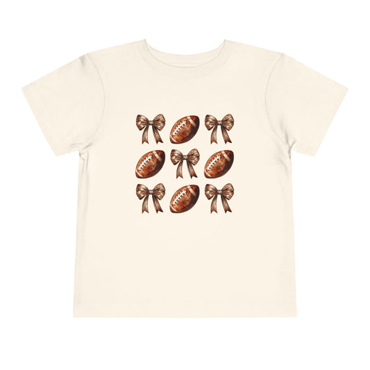 Toddler Tee — Footballs & Bows Pattern (BELLA +CANVAS)