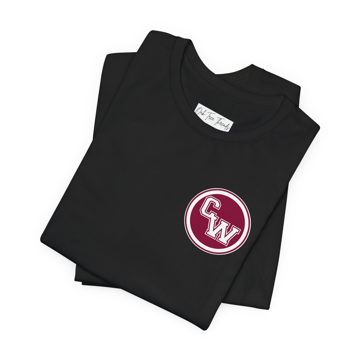 CW Circle Logo T‑Shirt – Maroon Chest Emblem Tee