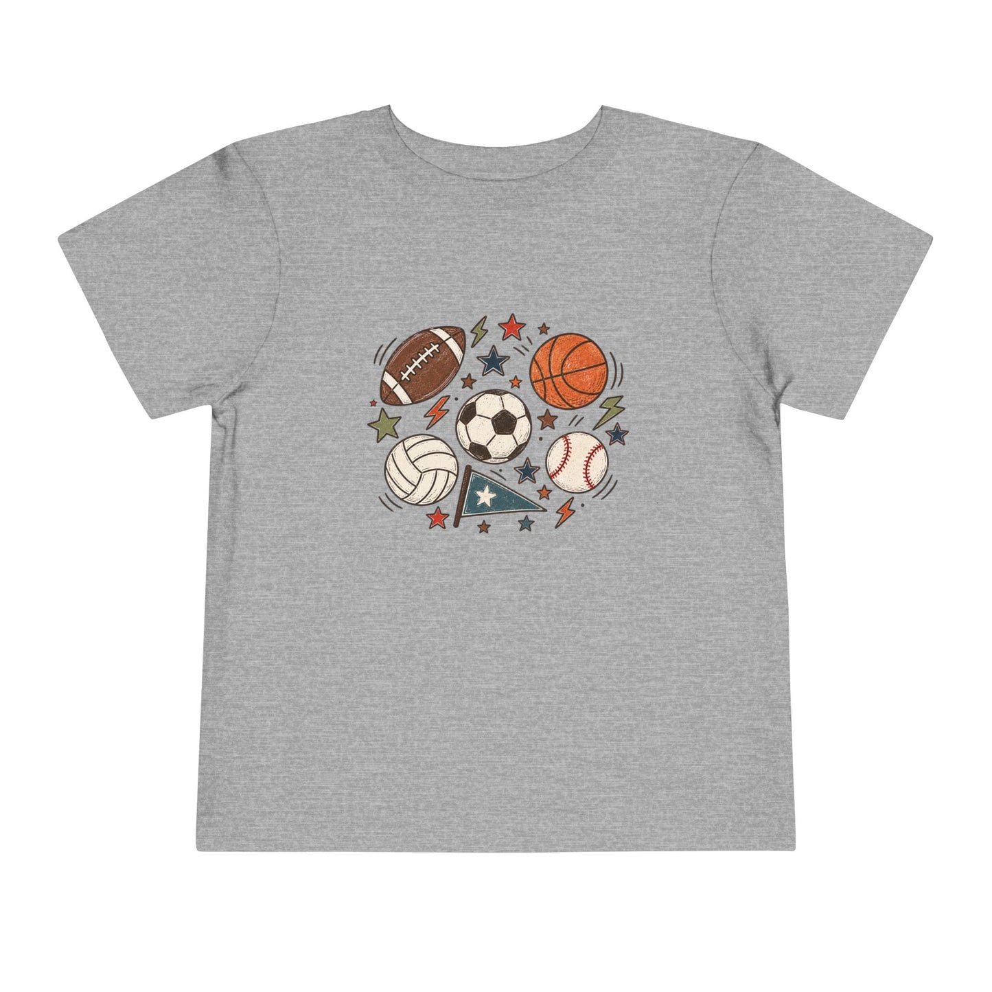 Toddler Sports Balls Tee — Cute Soccer, Football, Basketball & Baseball Graphic Shirt