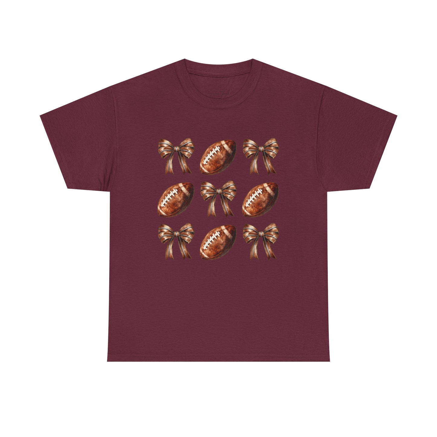Football & Bows Tee — Cute Game Day Shirt for Fans & Moms