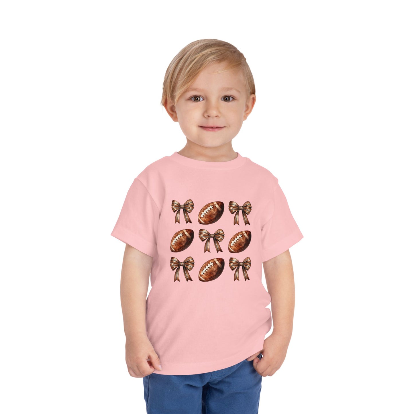 Toddler Tee — Footballs & Bows Pattern (BELLA +CANVAS)