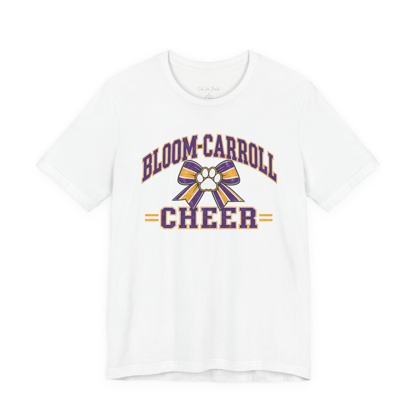 Bloom-Carroll Cheer T-Shirt — Purple & Gold Bow Spirit Tee