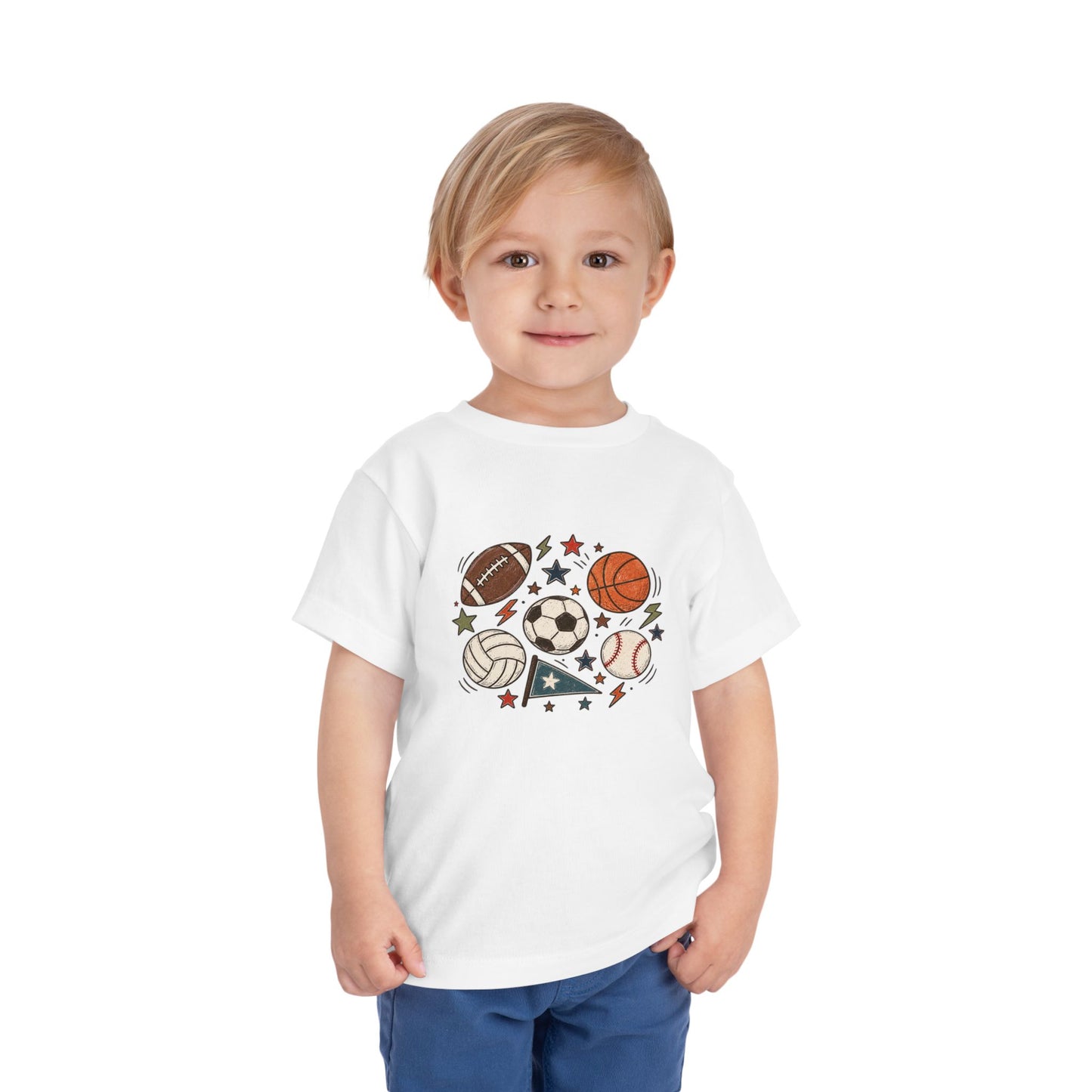 Toddler Sports Balls Tee — Cute Soccer, Football, Basketball & Baseball Graphic Shirt
