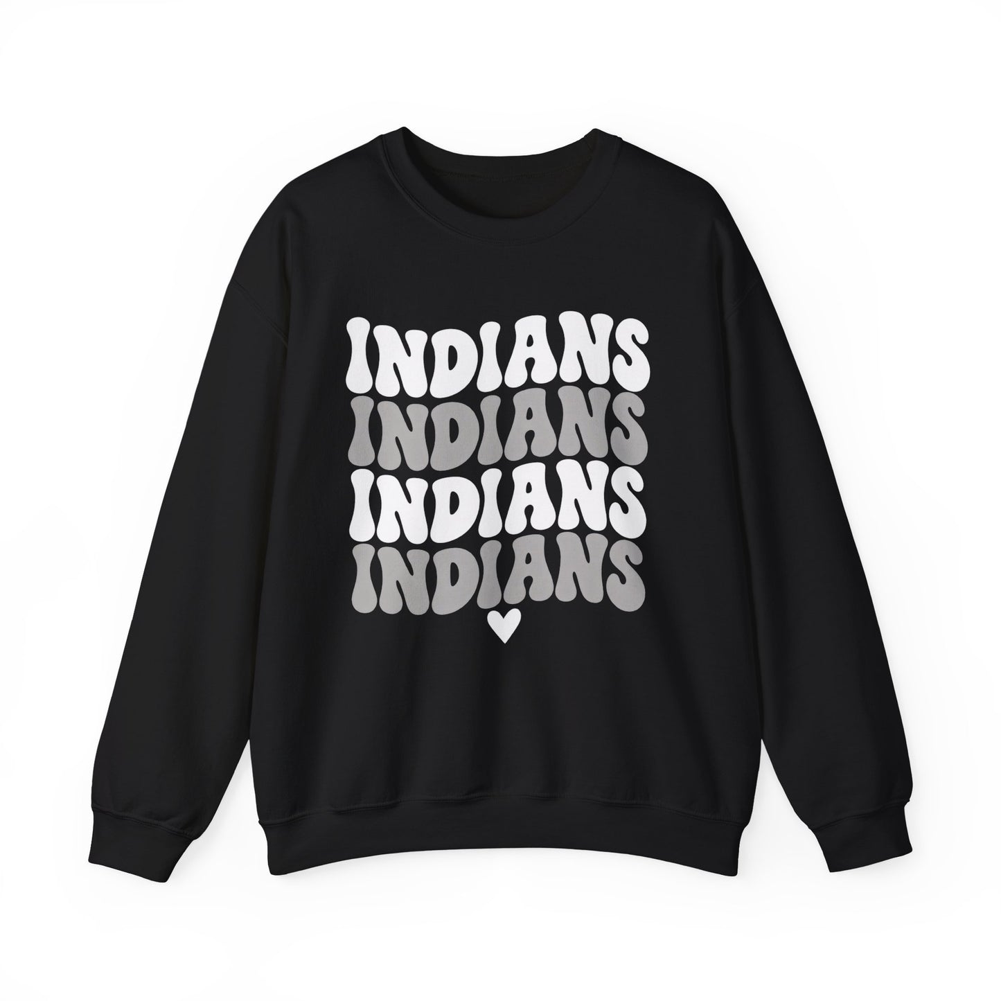 Indians Retro Stack Sweatshirt — Vintage Text Crewneck Pullover
