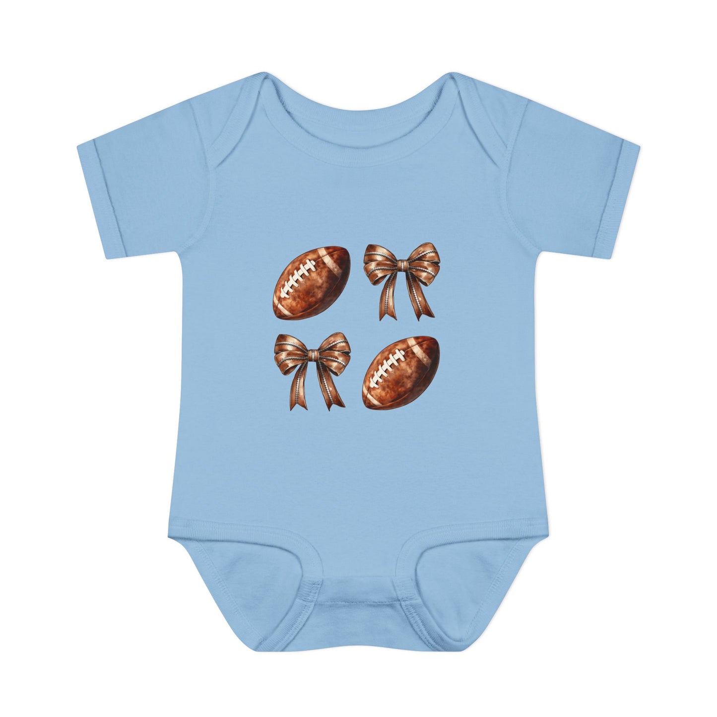 Baby Bodysuit — Football & Bow Pattern Infant Onesie (Cute Game Day Outfit)
