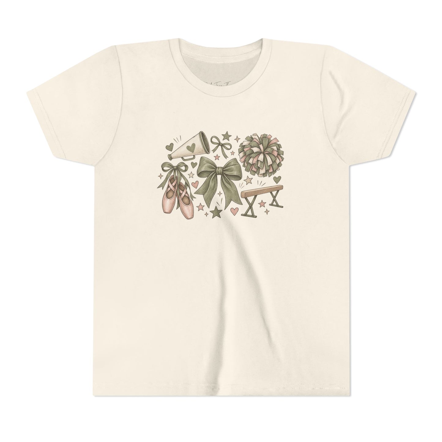 Ballet Floral Youth Tee — Pink Ballet Slippers & Bow Dance Shirt