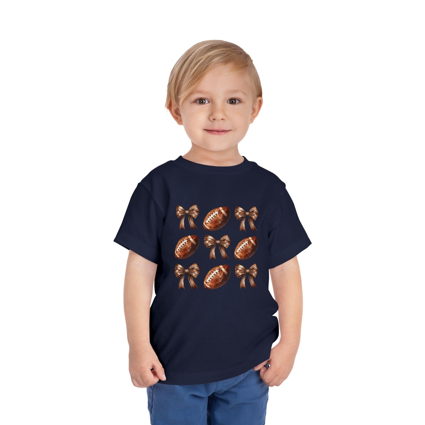 Toddler Tee — Footballs & Bows Pattern (BELLA +CANVAS)