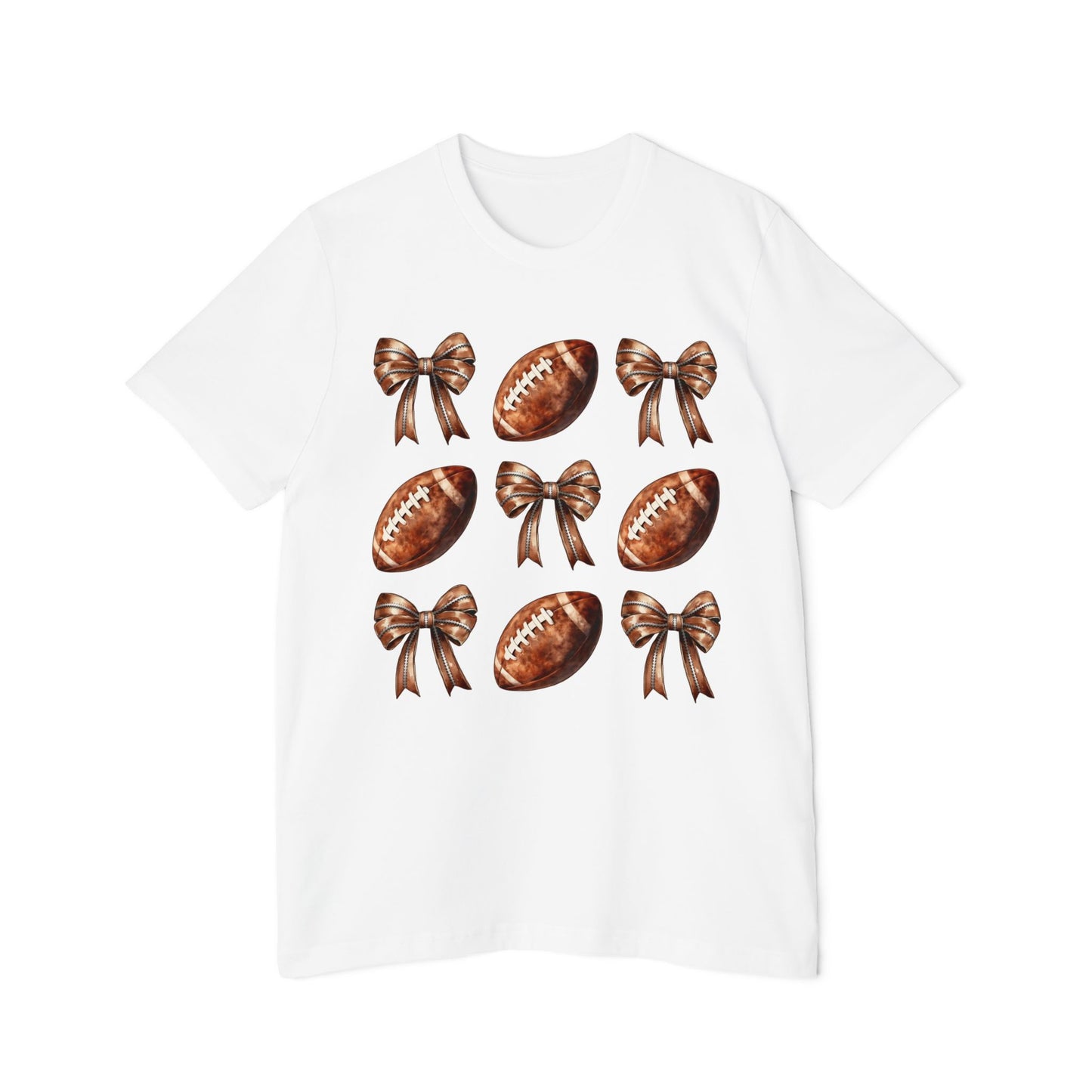 Football & Bows T-Shirt — Cute Game Day Tee for Women & Girls
