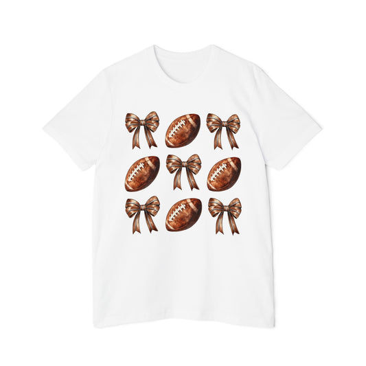 Football & Bows T-Shirt — Cute Game Day Tee for Women & Girls