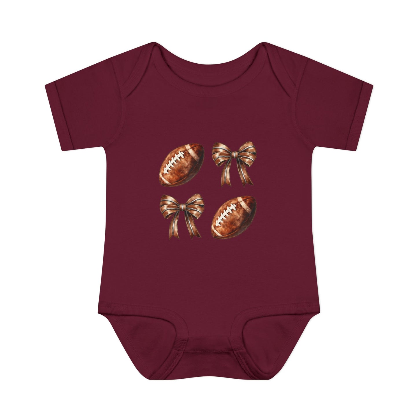 Baby Bodysuit — Football & Bow Pattern Infant Onesie (Cute Game Day Outfit)