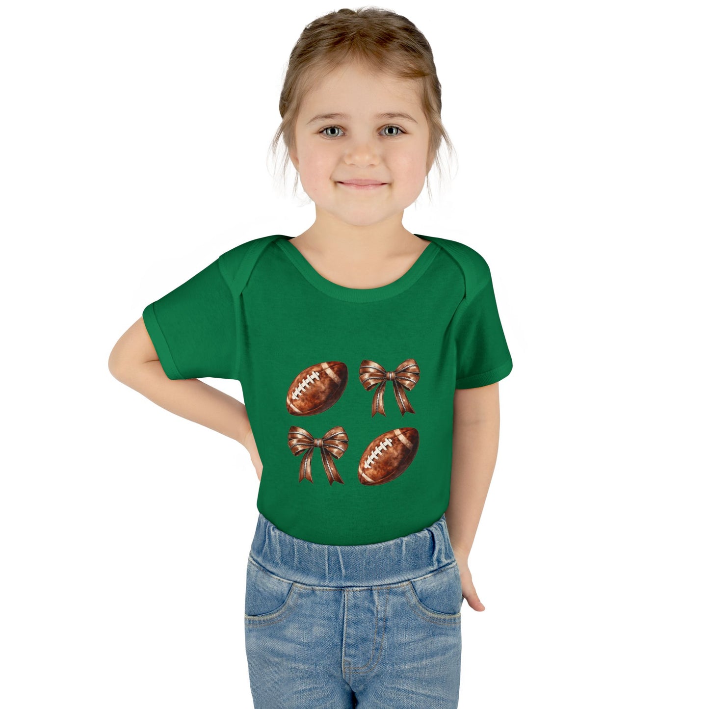Baby Bodysuit — Football & Bow Pattern Infant Onesie (Cute Game Day Outfit)