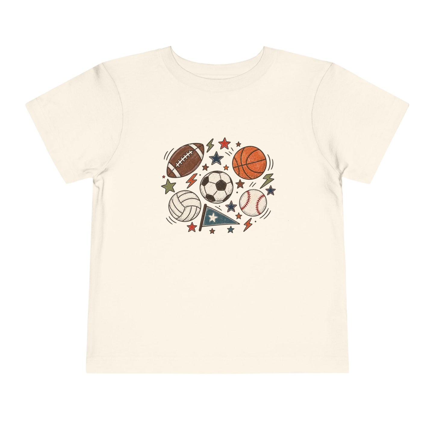 Toddler Sports Balls Tee — Cute Soccer, Football, Basketball & Baseball Graphic Shirt