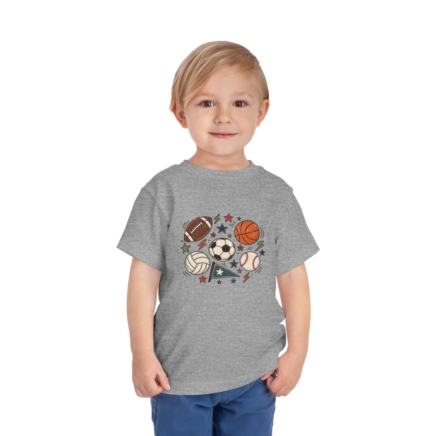 Toddler Sports Balls Tee — Cute Soccer, Football, Basketball & Baseball Graphic Shirt