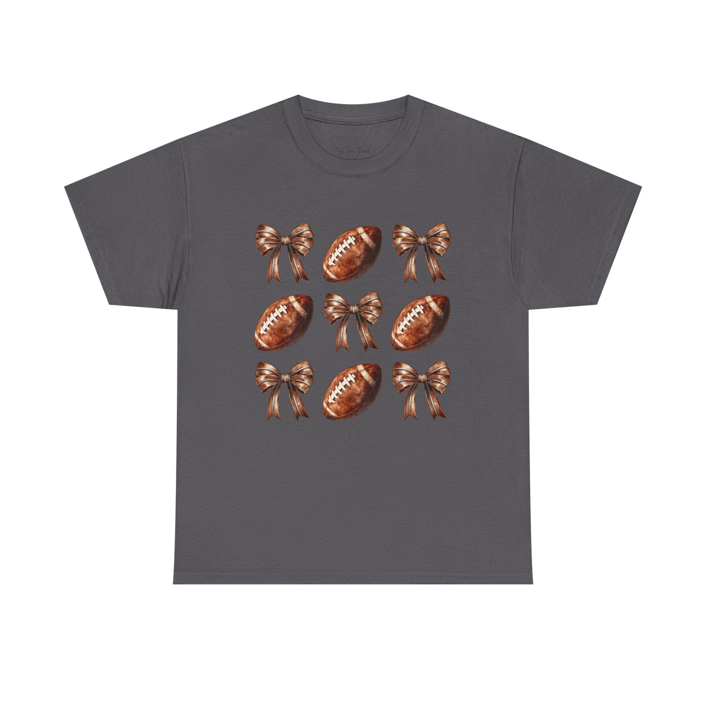 Football & Bows Tee — Cute Game Day Shirt for Fans & Moms