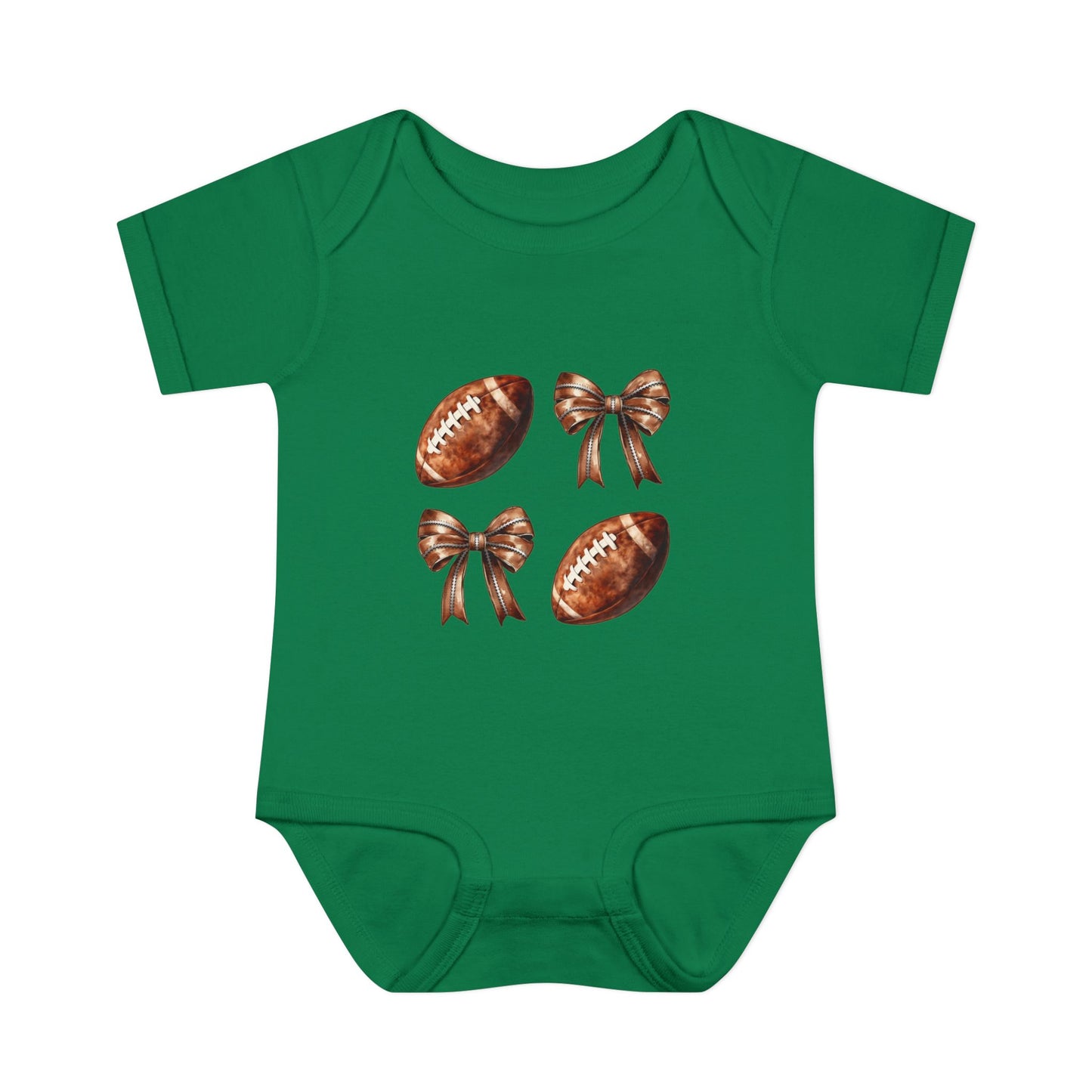 Baby Bodysuit — Football & Bow Pattern Infant Onesie (Cute Game Day Outfit)