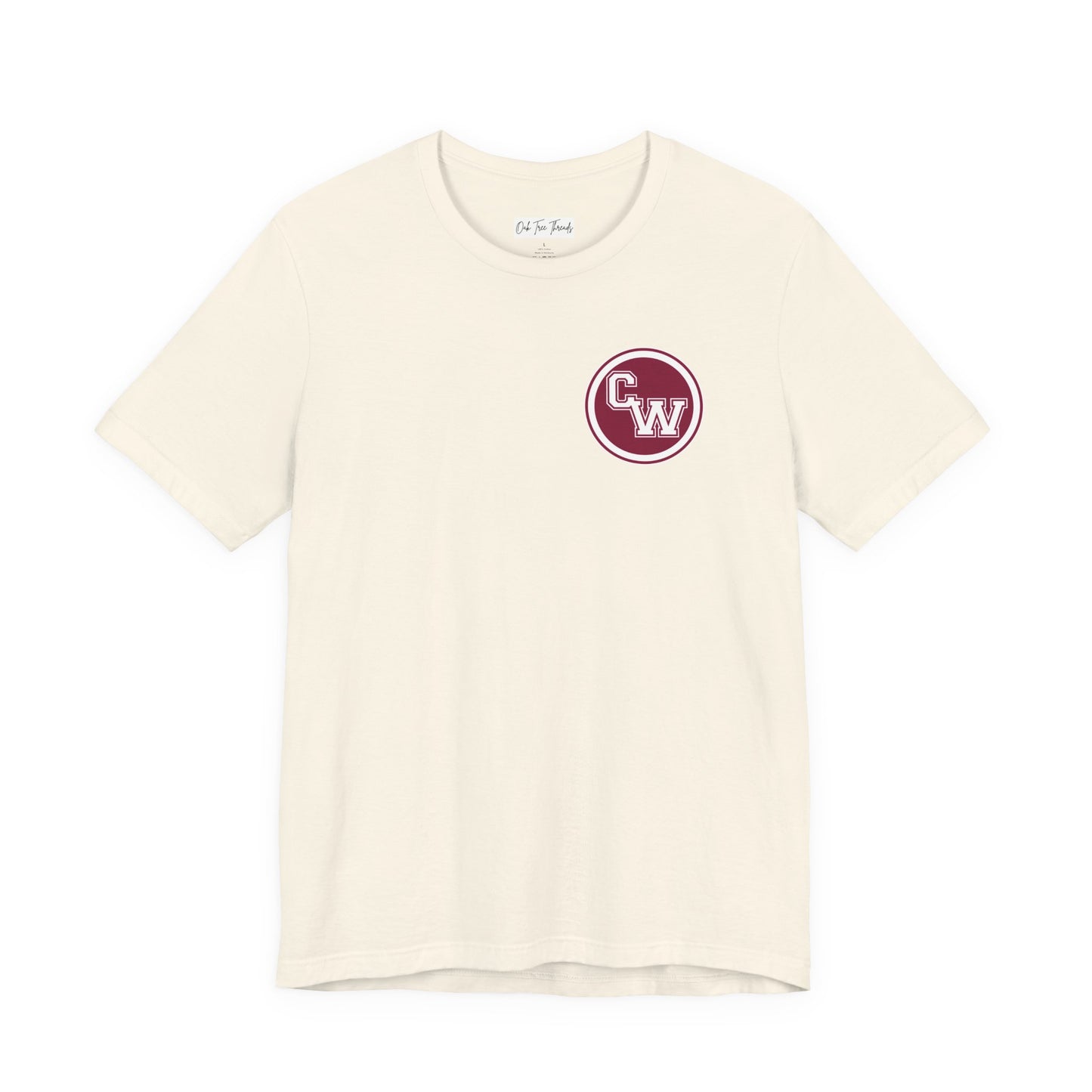CW Circle Logo T‑Shirt – Maroon Chest Emblem Tee