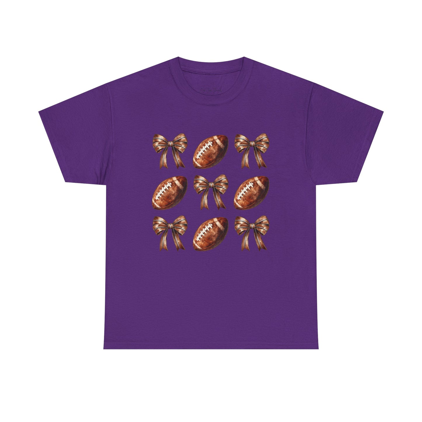 Football & Bows Tee — Cute Game Day Shirt for Fans & Moms