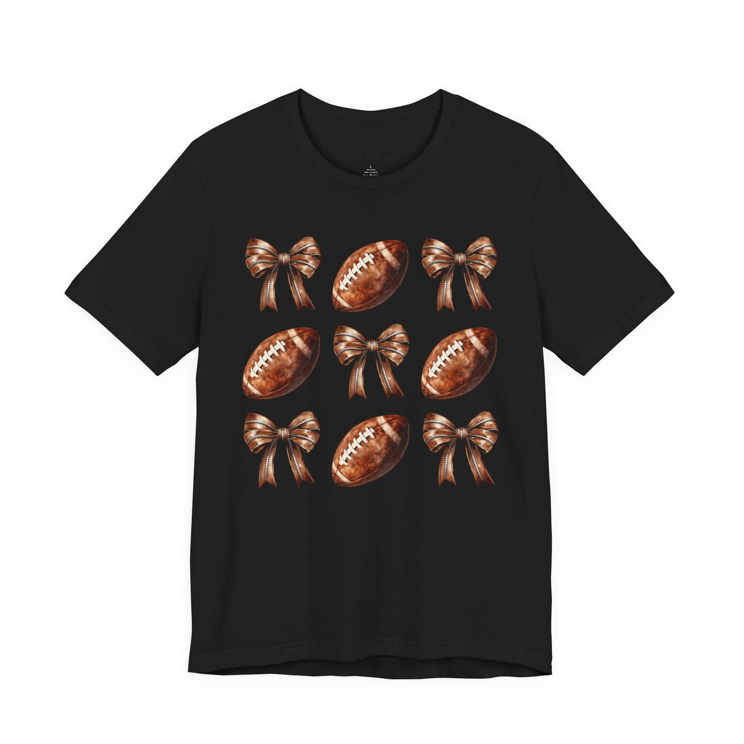 Football & Bows Tee — Cute Game Day Shirt for Fans & Moms