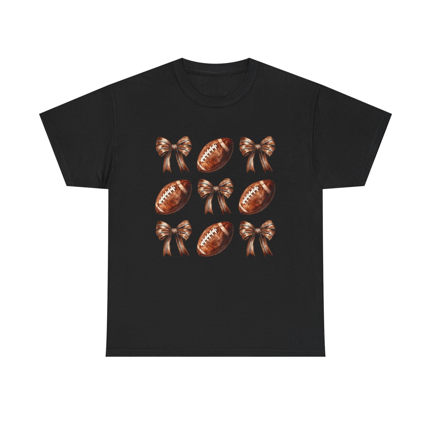 Football & Bows Tee — Cute Game Day Shirt for Fans & Moms