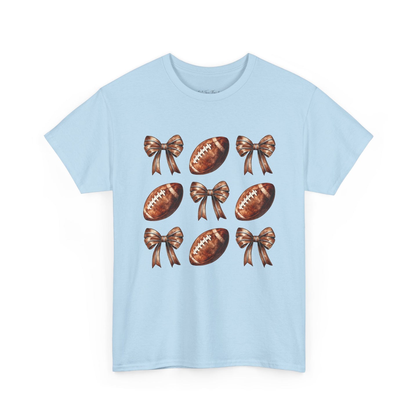 Football & Bows Tee — Cute Game Day Shirt for Fans & Moms