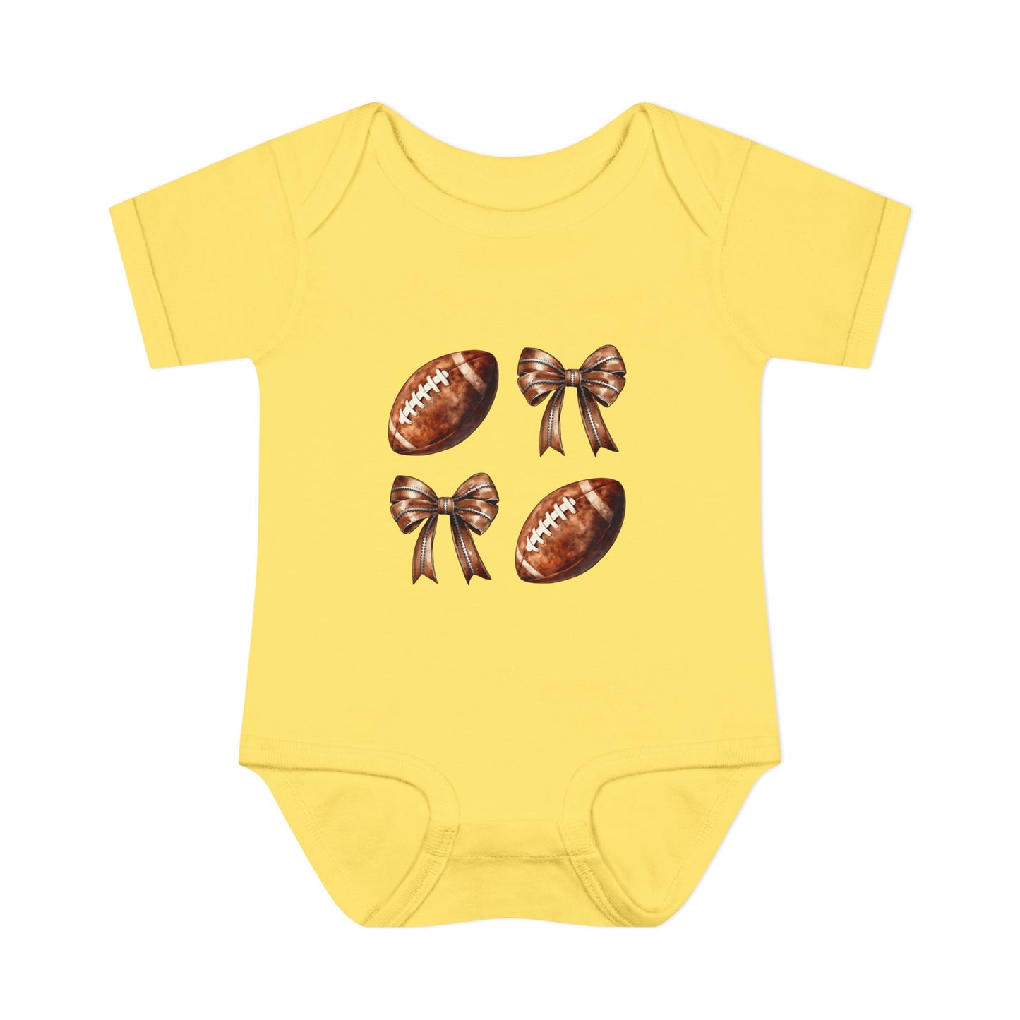 Baby Bodysuit — Football & Bow Pattern Infant Onesie (Cute Game Day Outfit)