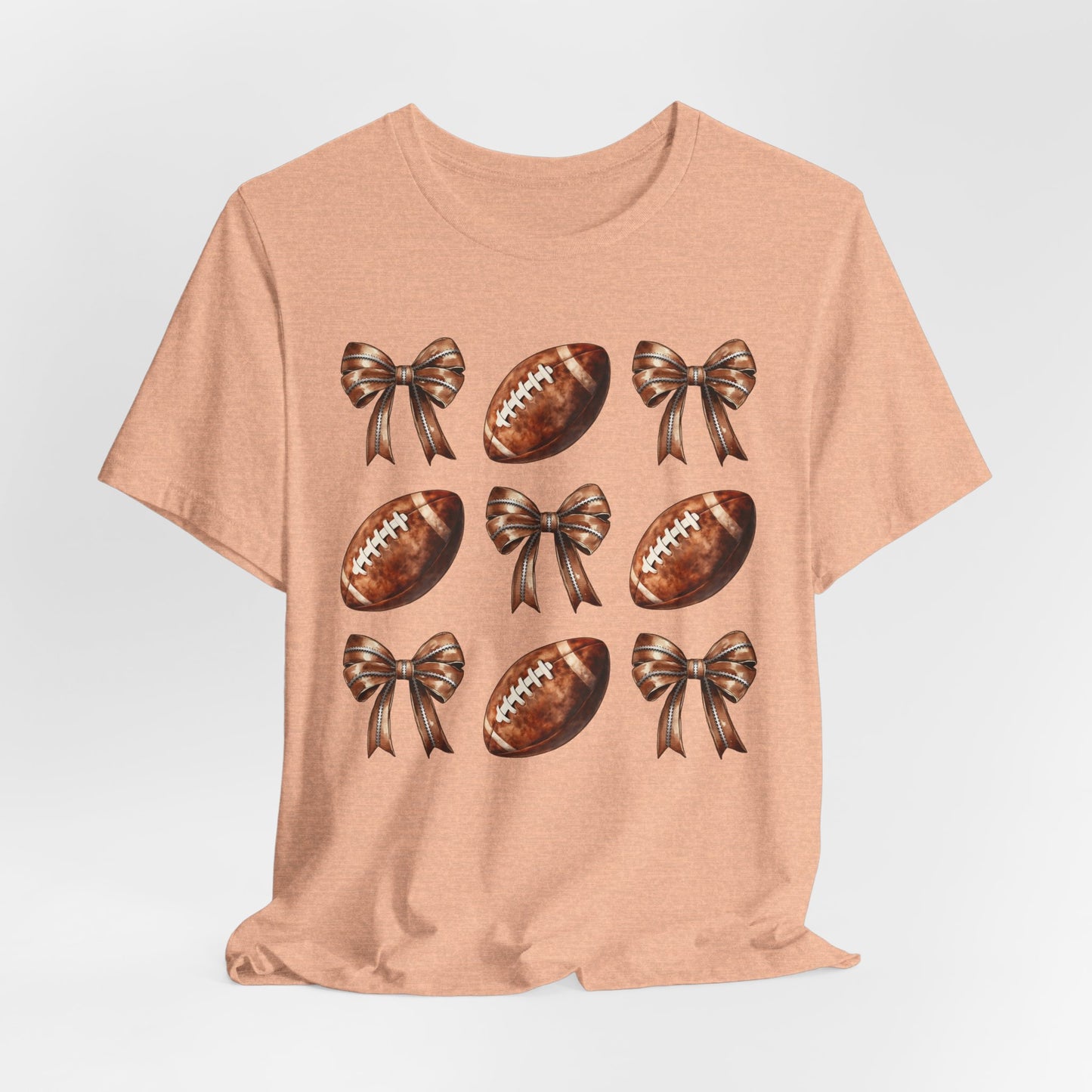 Football & Bows Tee — Cute Game Day Shirt for Fans & Moms