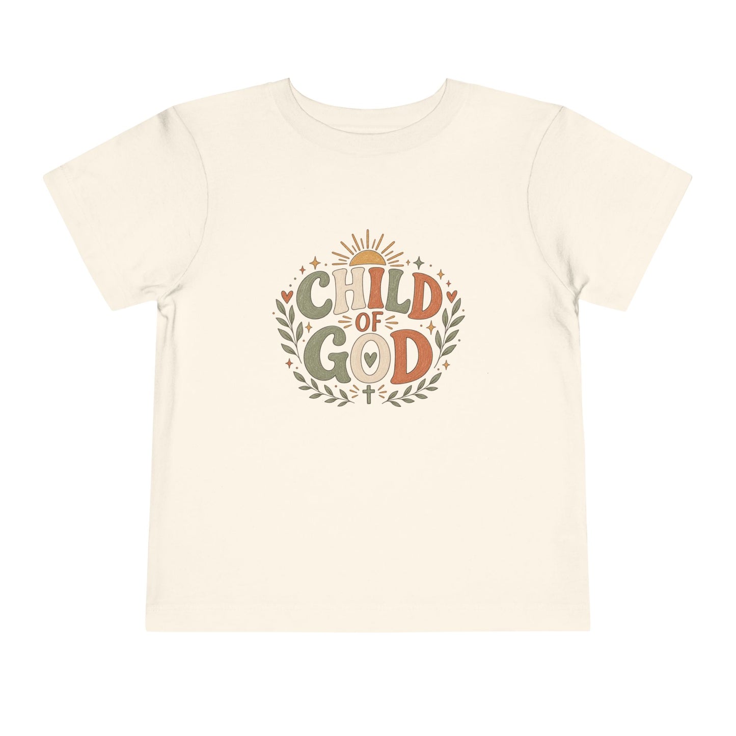 Child of God Toddler Tee — Christian Faith Baby Shirt with Sun & Floral Design