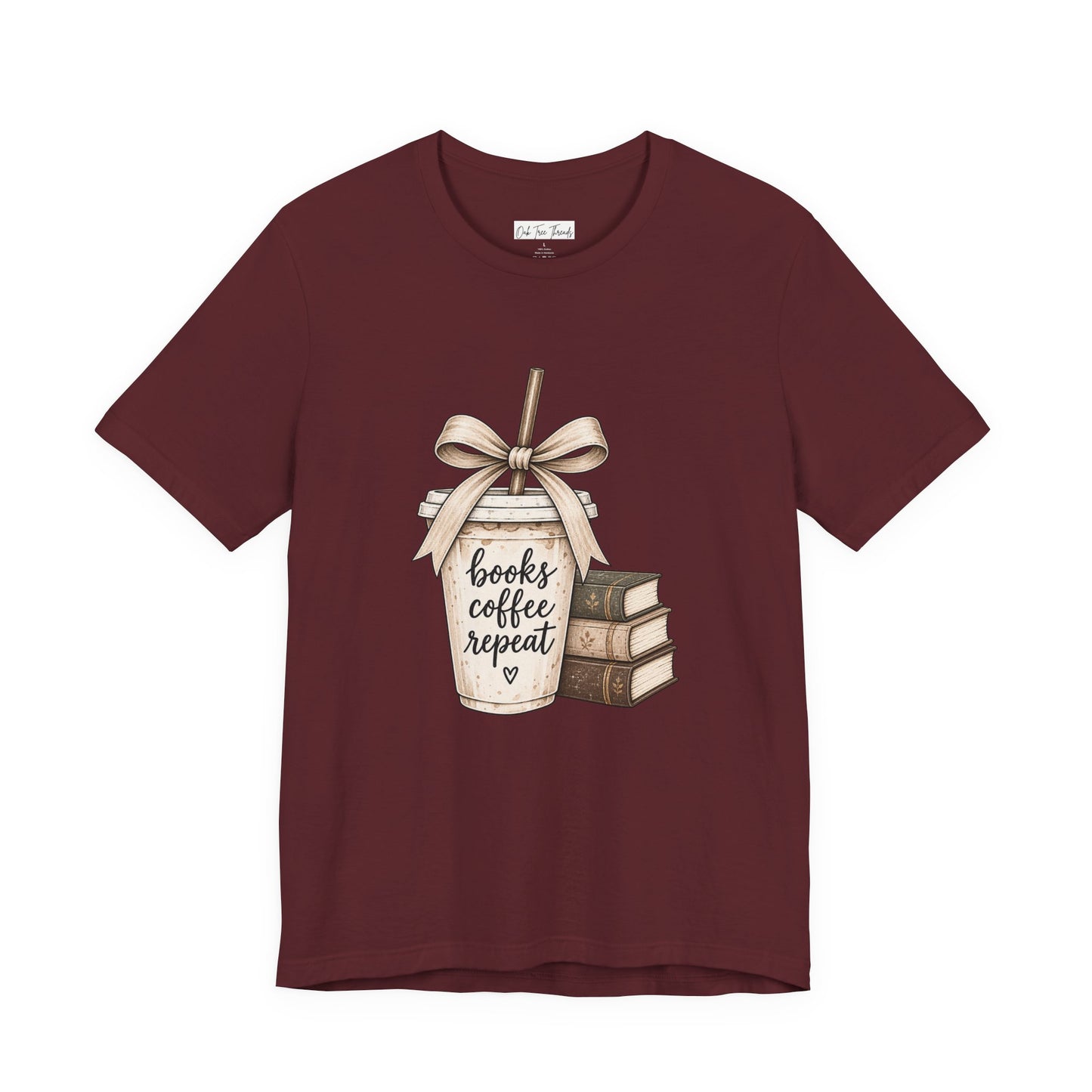 Books Coffee Repeat T‑Shirt — Cute Booklover Coffee Graphic Tee