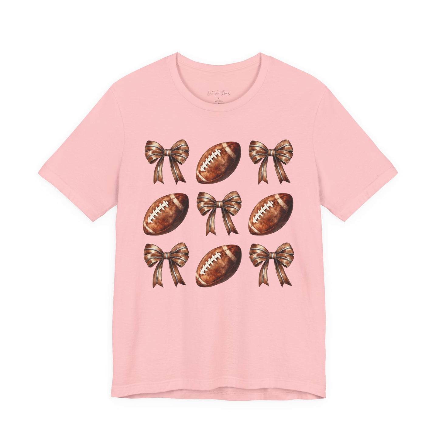Football & Bows Tee — Cute Game Day Shirt for Fans & Moms