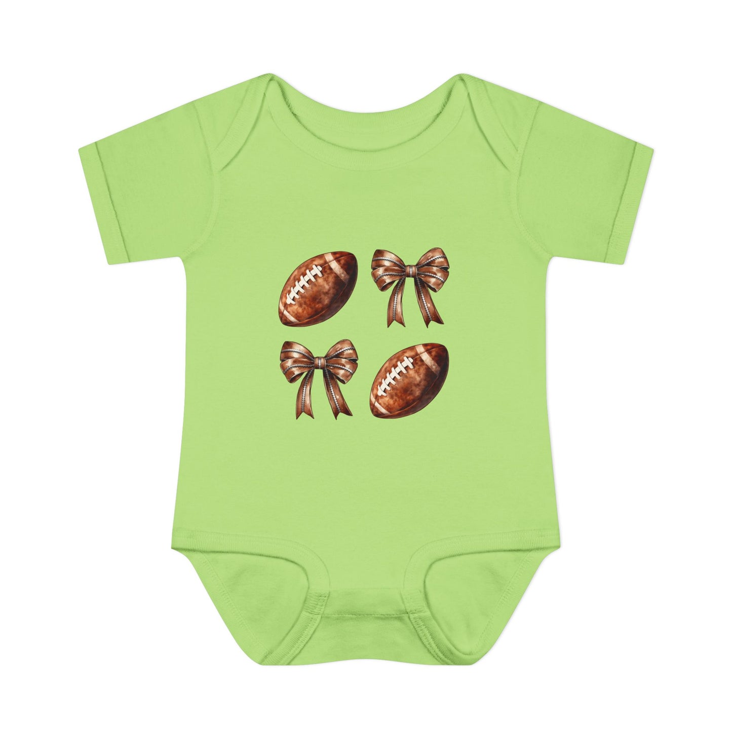 Baby Bodysuit — Football & Bow Pattern Infant Onesie (Cute Game Day Outfit)