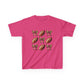 Kids Football & Bows T‑Shirt — Cute Gridiron Pattern for Girls, Youth Game Day Tee