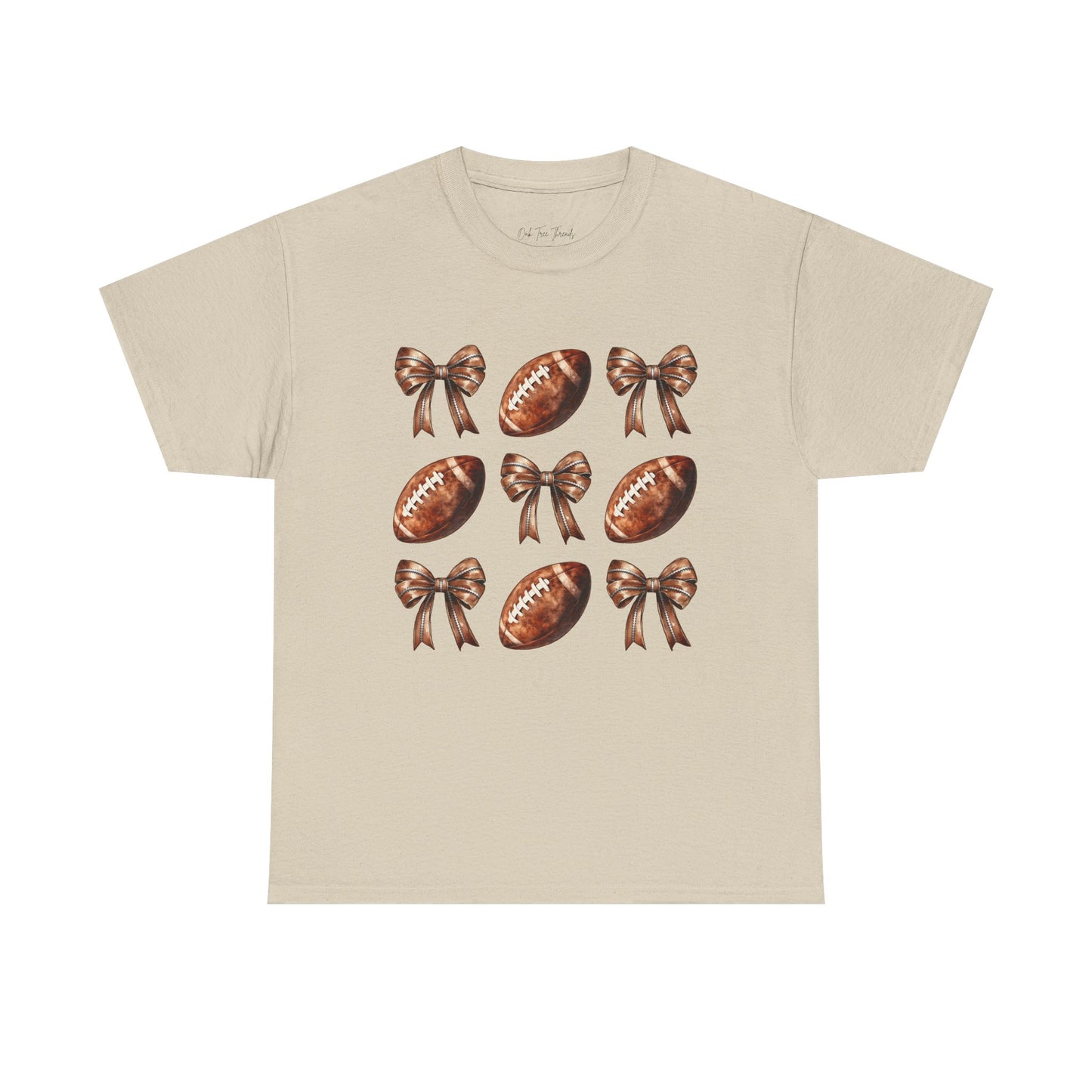 Football & Bows Tee — Cute Game Day Shirt for Fans & Moms