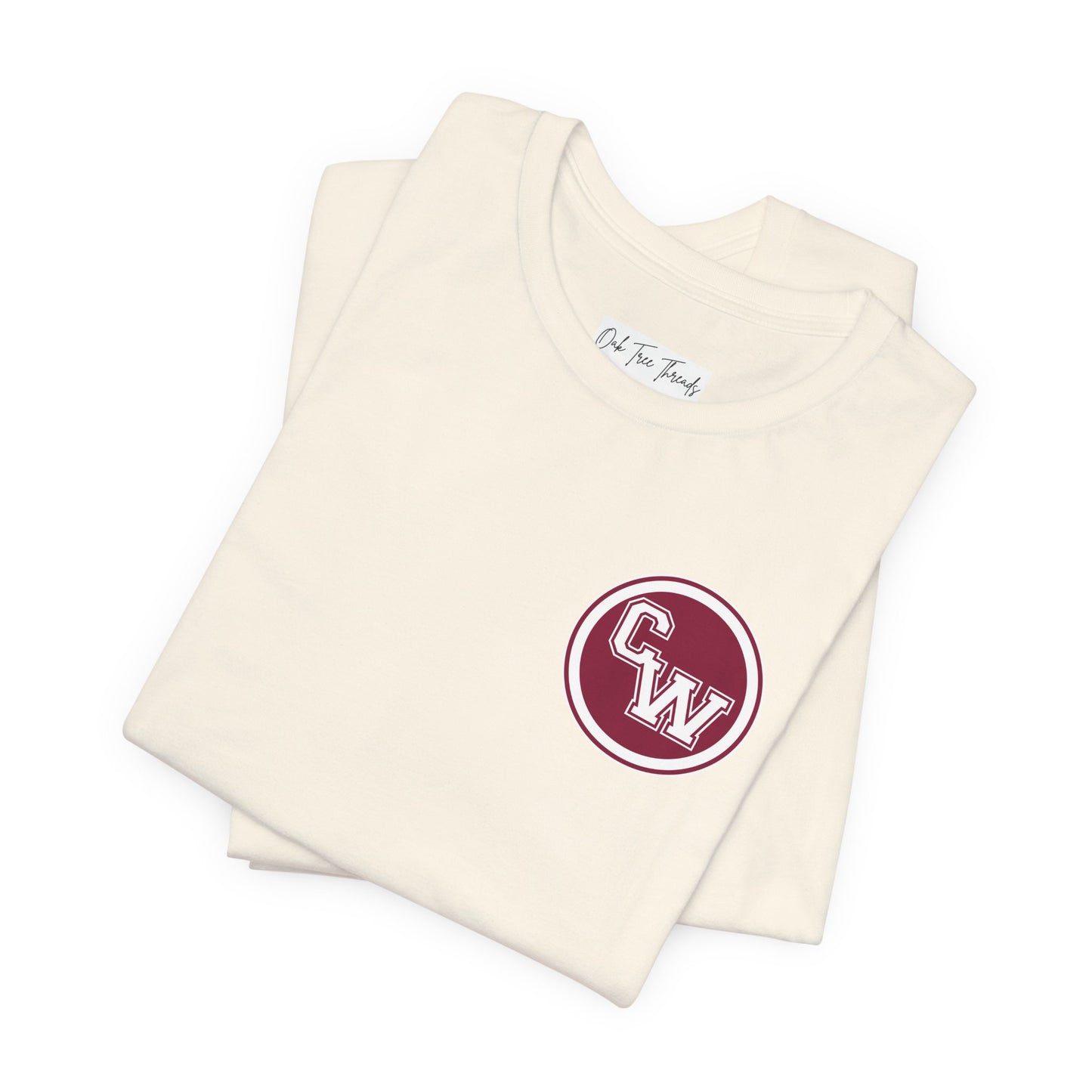 CW Circle Logo T‑Shirt – Maroon Chest Emblem Tee