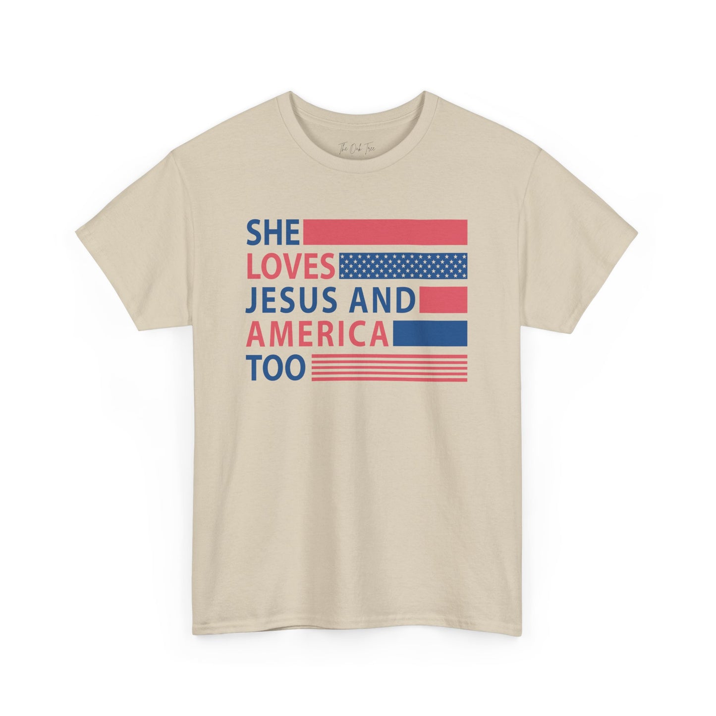 She Loves Jesus & America Too Unisex Jersey Short Sleeve Tee