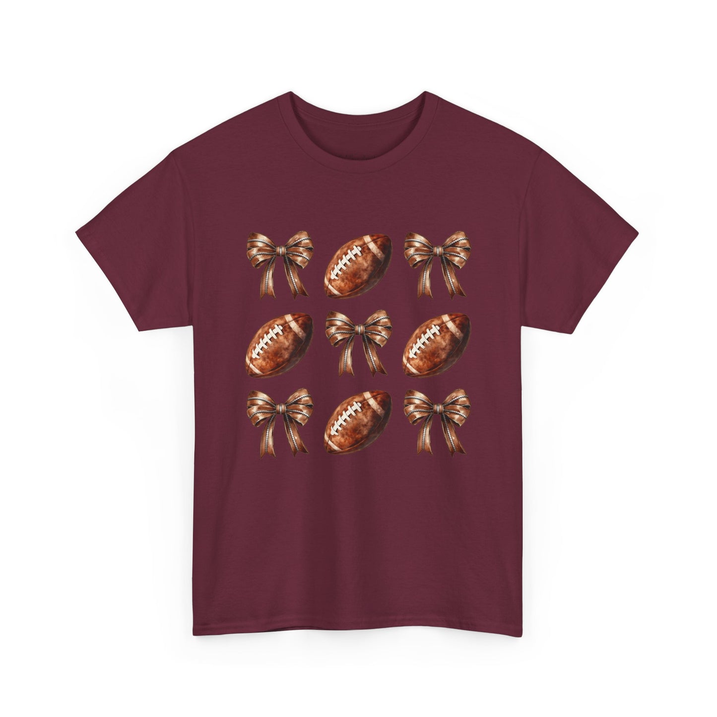 Football & Bows Tee — Cute Game Day Shirt for Fans & Moms