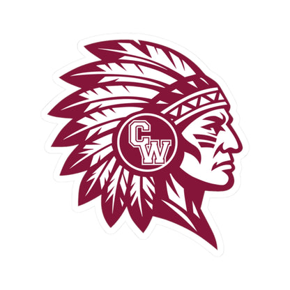 CW Indians Die-Cut Vinyl Sticker — Maroon CW Indians Logo