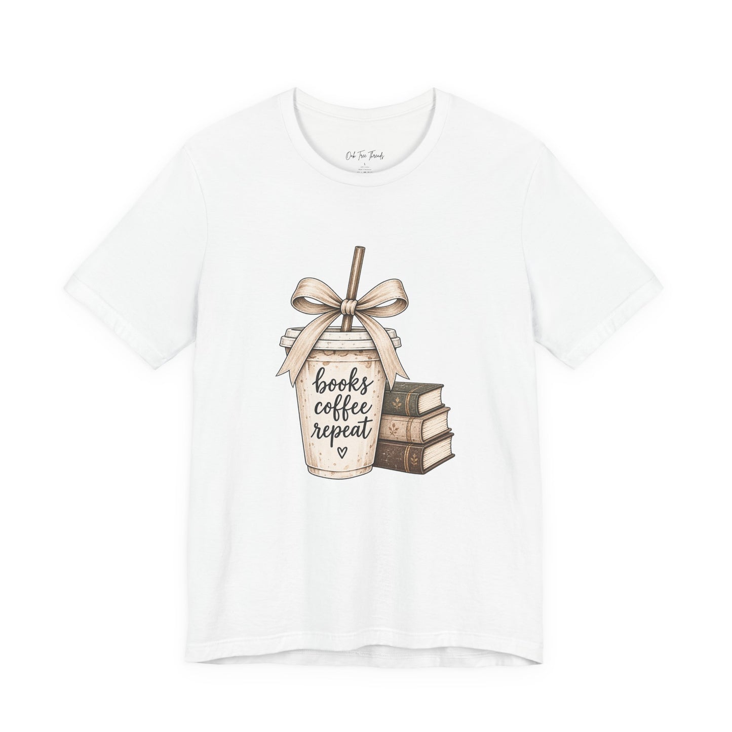 Books Coffee Repeat T‑Shirt — Cute Booklover Coffee Graphic Tee
