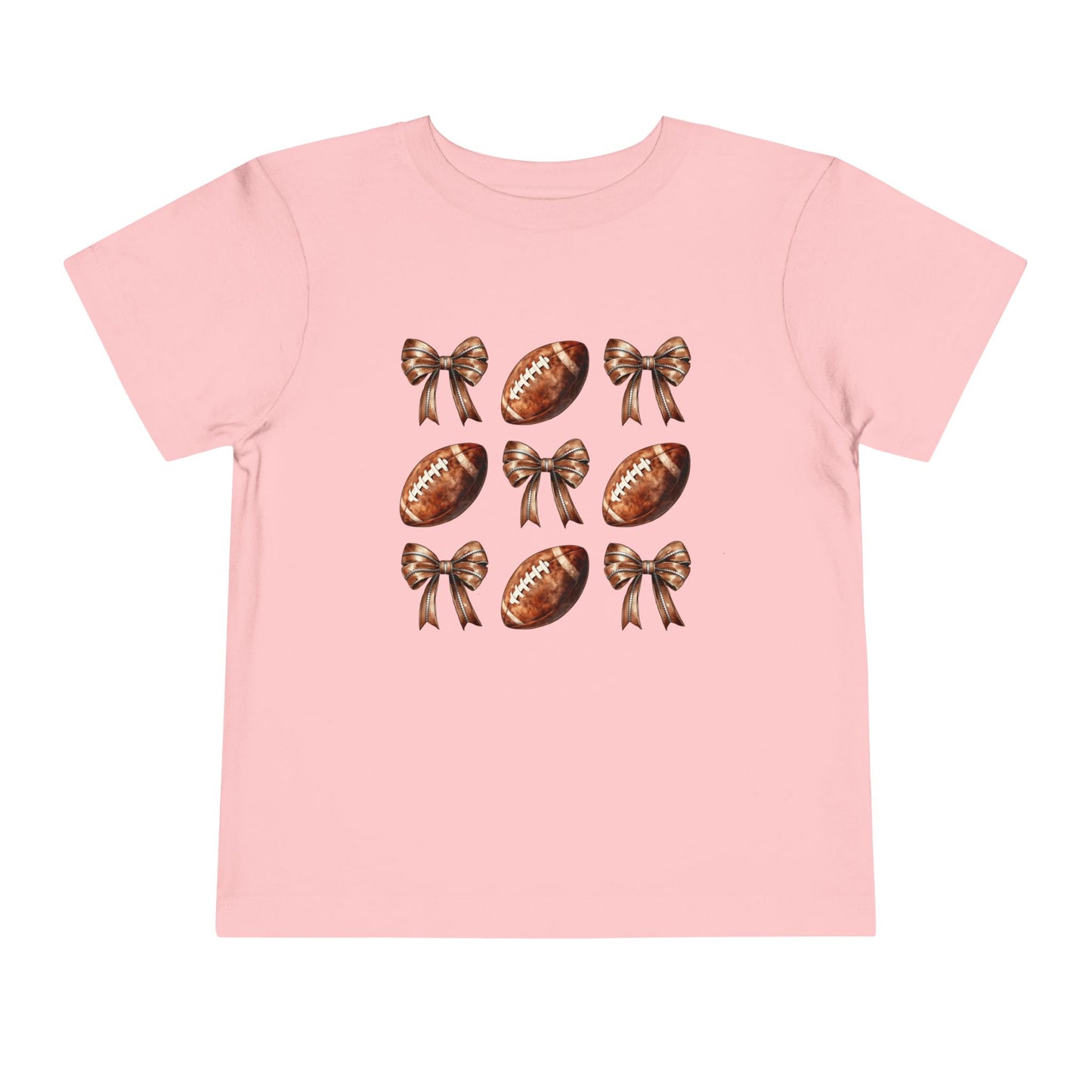 Toddler Tee — Footballs & Bows Pattern (BELLA +CANVAS)