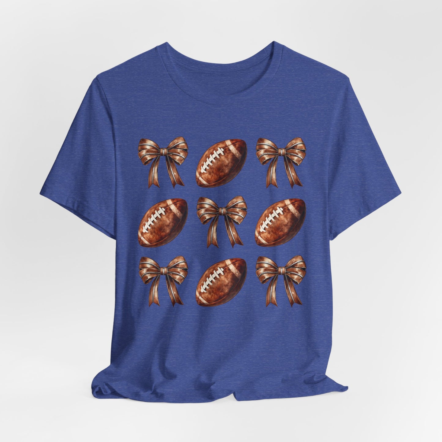 Football & Bows Tee — Cute Game Day Shirt for Fans & Moms