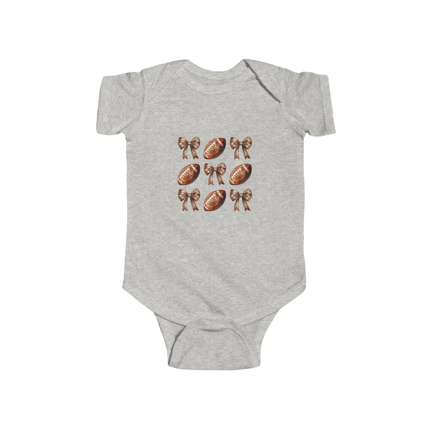 Baby Football & Bow Bodysuit — Cute Game Day Infant Onesie