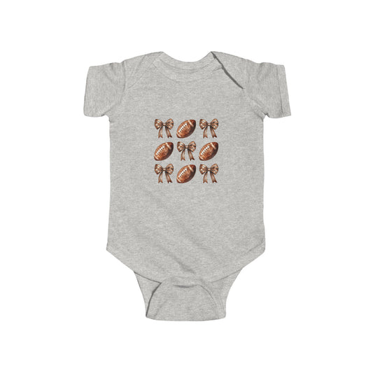 Baby Football & Bow Bodysuit — Cute Game Day Infant Onesie