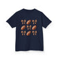 Kids Football & Bows T‑Shirt — Cute Gridiron Pattern for Girls, Youth Game Day Tee