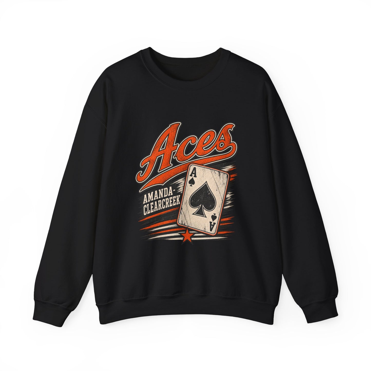 Amanda-Clearcreek Aces Vintage Card Crewneck Sweatshirt