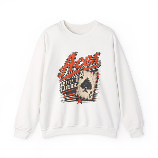Amanda-Clearcreek Aces Vintage Card Crewneck Sweatshirt