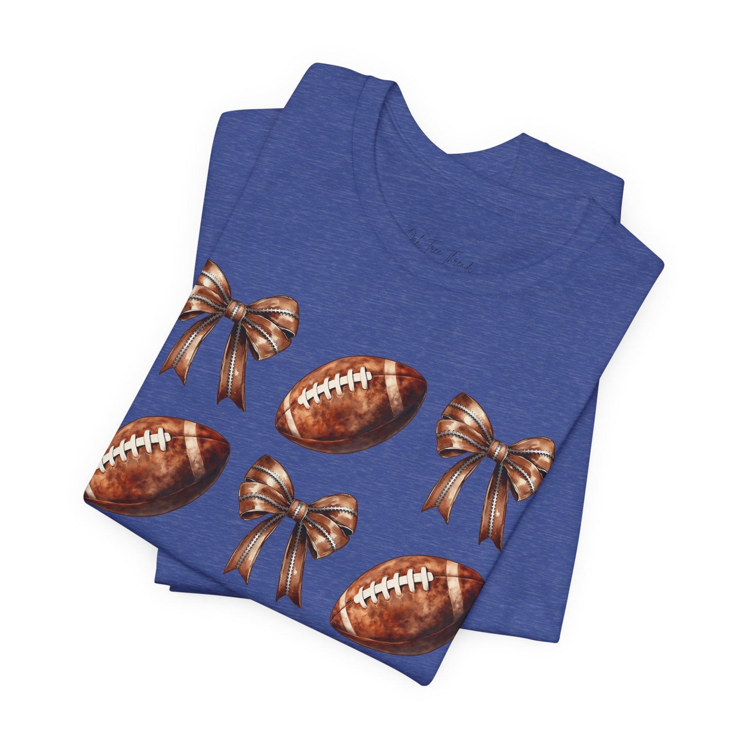 Football & Bows Tee — Cute Game Day Shirt for Fans & Moms