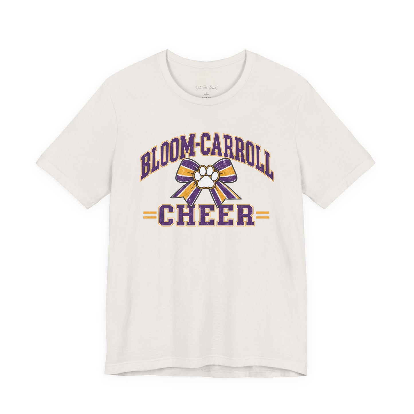 Bloom-Carroll Cheer T-Shirt — Purple & Gold Bow Spirit Tee